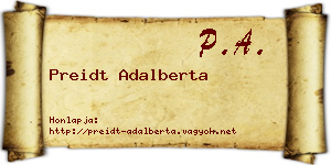 Preidt Adalberta névjegykártya